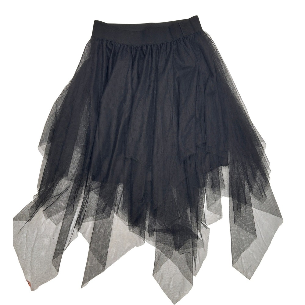 Black Tulle Handkerchief Hem Skirt S/M Gothic Fairy Grunge Skirt Fairy Grunge - Picture 2 of 6